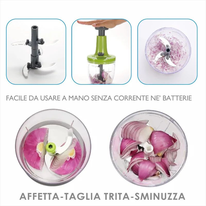 Mini Tritatutto Manuale 2 in 1 - Taglierina e trituratore portatile